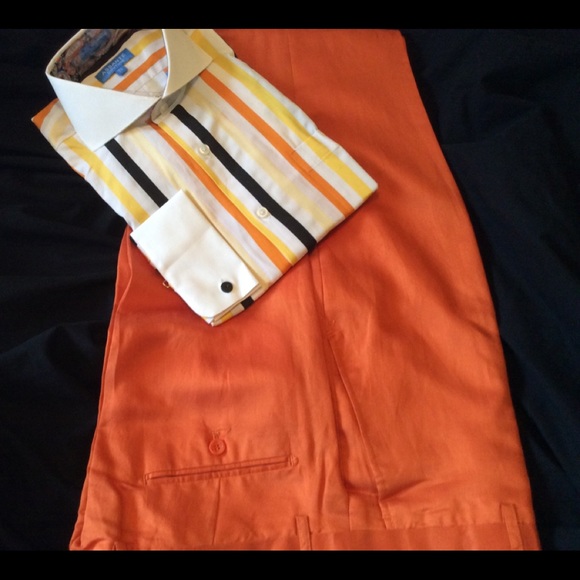 NEW MEN’S 2-PC SUIT TANGERINE - Picture 3 of 6